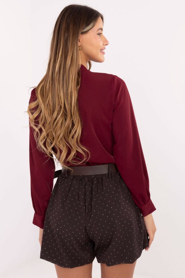 Brown Shorts in Shorts For Women, Crop Pants with Spandex and Viscose