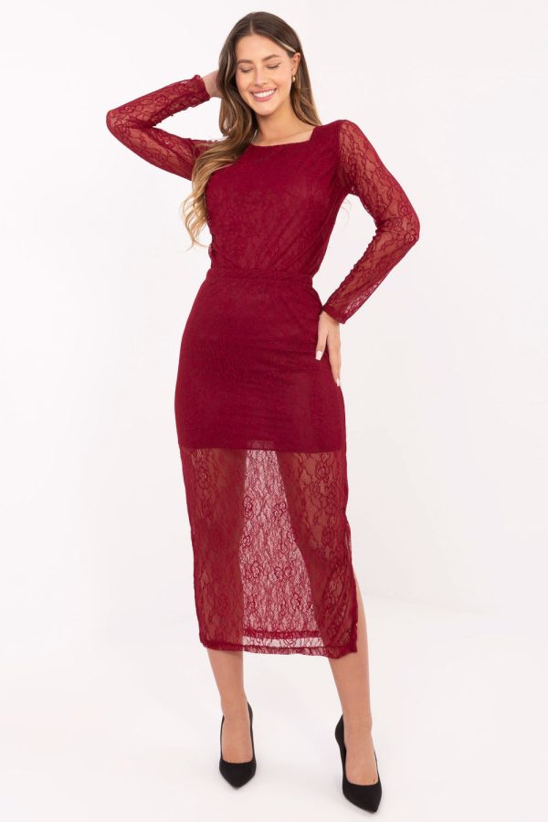Red Lace Skirt in Skirts with Nylon and Spandex
