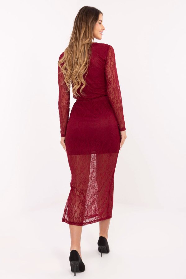 Red Lace Skirt in Skirts with Nylon and Spandex