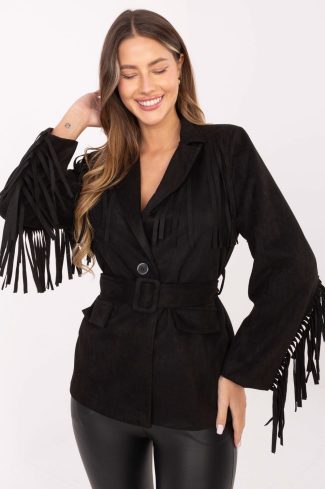 Black Jacket in Jackets, Vests For Women with Spandex and Polyester