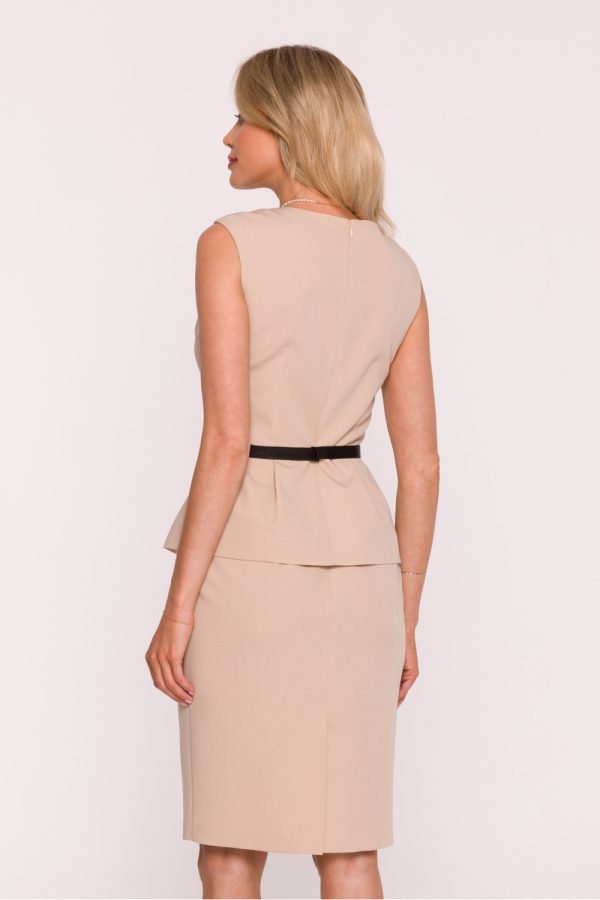 Beige Daydress in Day Dresses with Spandex, Polyester and Viscose