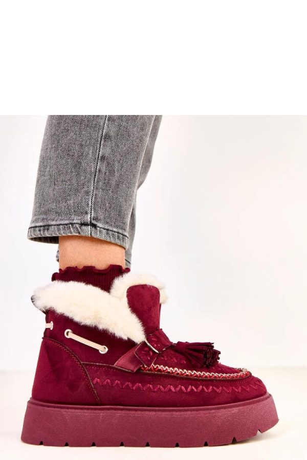 Red Snow Boots.Fabric, Warmers, Footbed and Platform Height