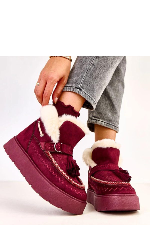 Red Snow Boots.Fabric, Warmers, Footbed and Platform Height