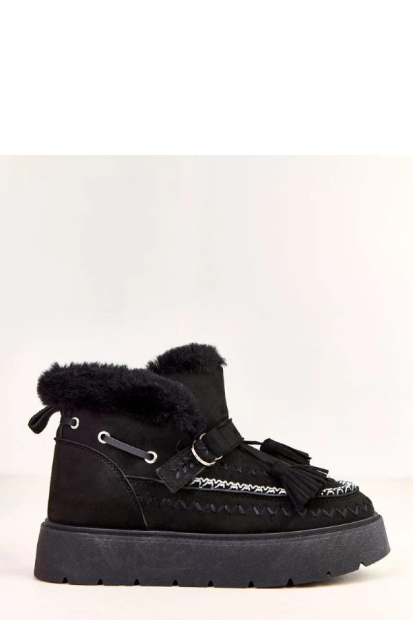 Black Snow Boots in Women`s Ankle Boots & Booties with Fabric, Warmers, Footbed and Platform Height