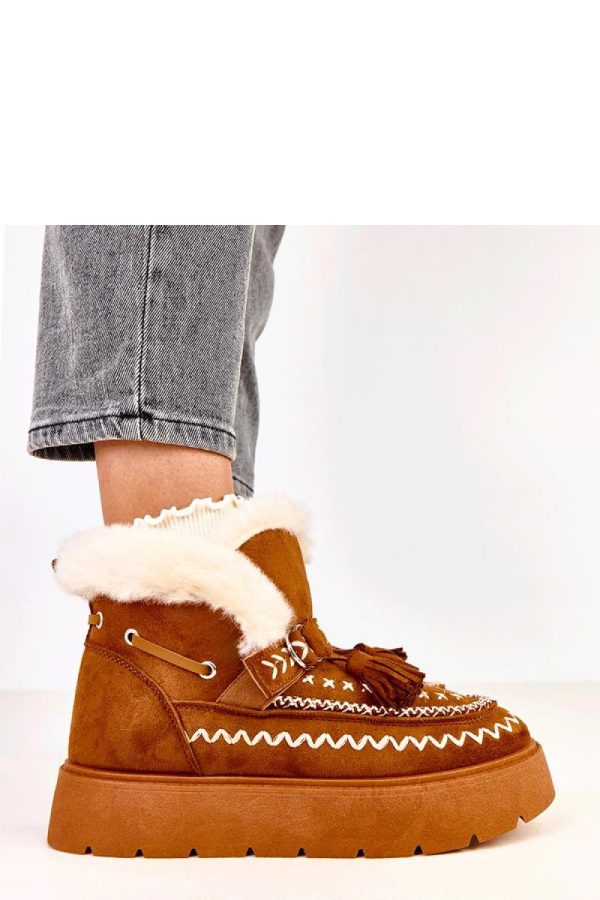 Brown Snow Boots in Women`s Ankle Boots & Booties with Fabric, Warmers, Footbed and Platform Height