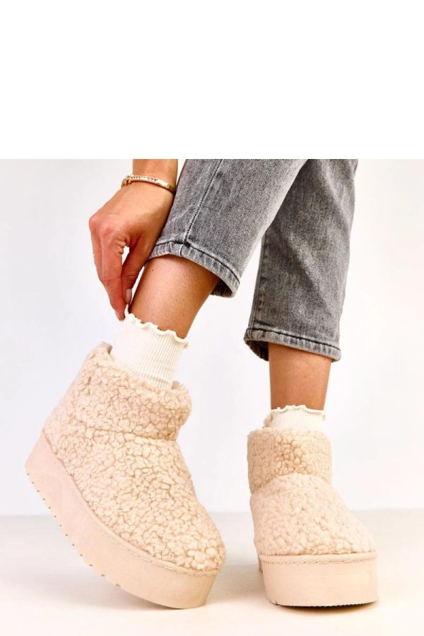 Beige Snow Boots...Fabric, Warmers, Footbed and Platform Height
