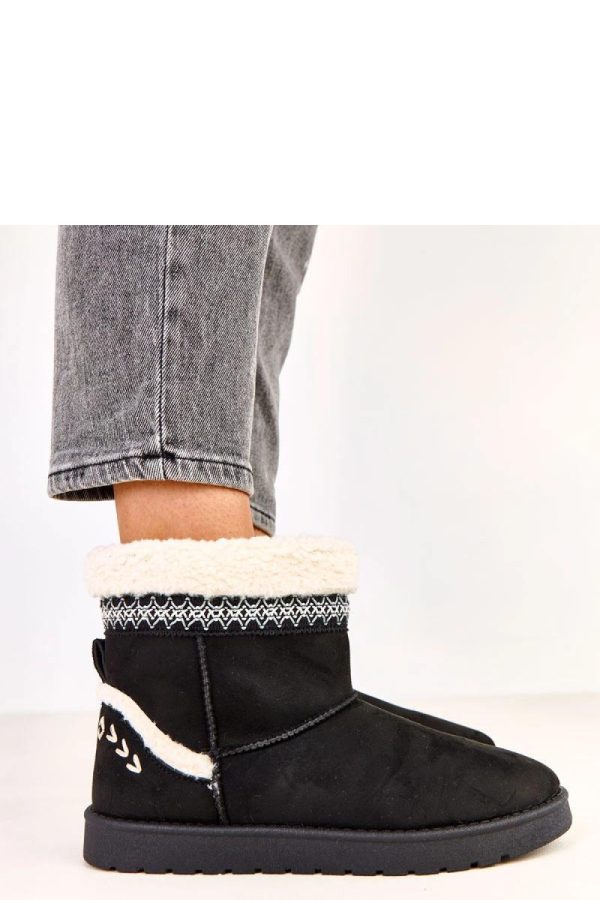 Black Snow Boots.Fabric, Warmers, Footbed and Sole Height