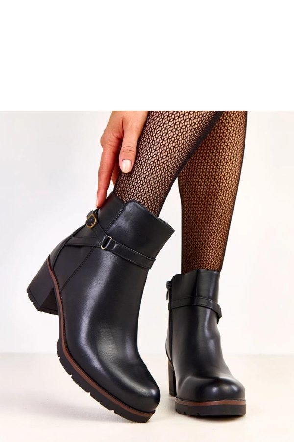Black Heel Boots in Women`s Ankle Boots & Booties with Fabric, Footbed, Upper Height and Heel Height