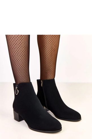 1099353 Black Heel Boots in Women`s Ankle Boots & Booties with Fabric, Footbed, Upper Height and Heel Height