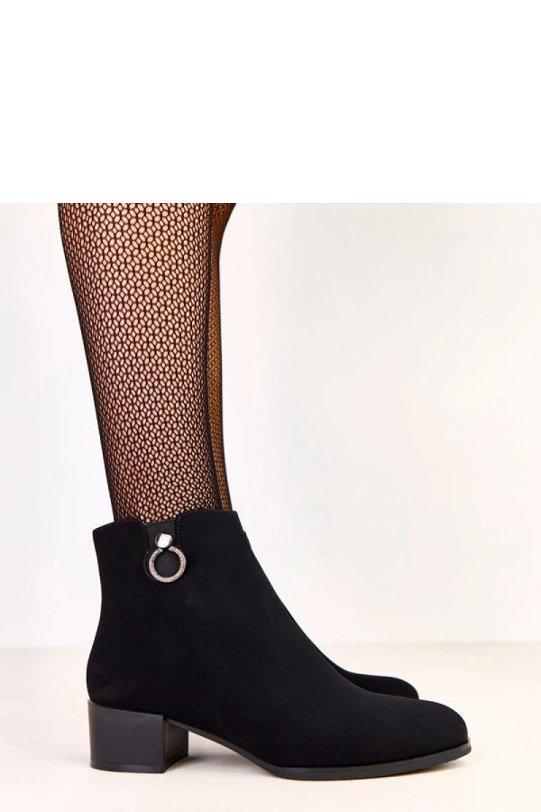 Black Heel Boots in Women`s Ankle Boots & Booties with Fabric, Footbed, Upper Height and Heel Height