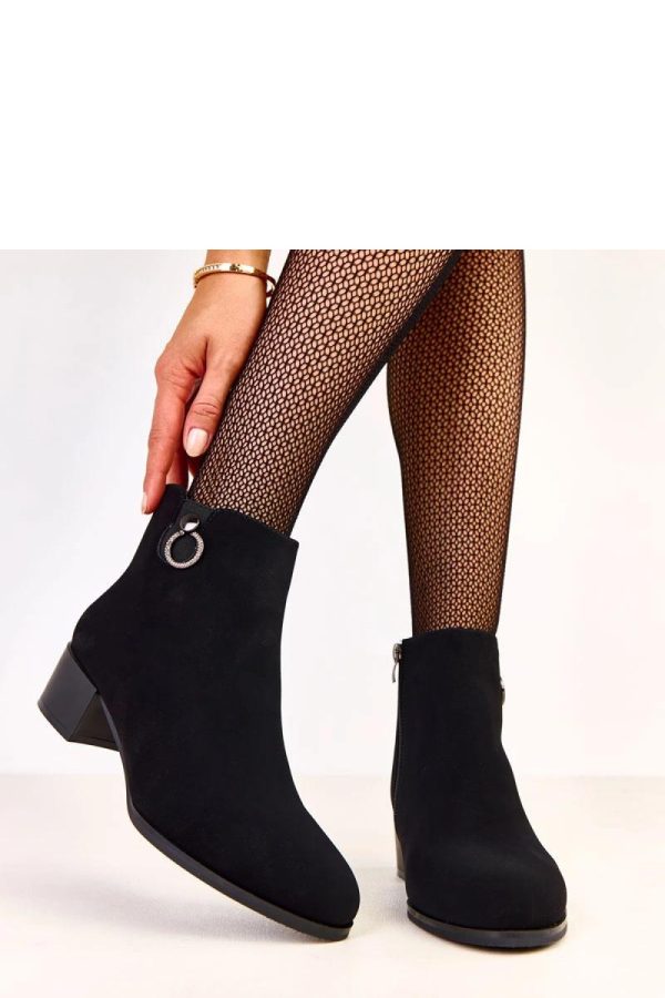 Black Heel Boots in Women`s Ankle Boots & Booties with Fabric, Footbed, Upper Height and Heel Height
