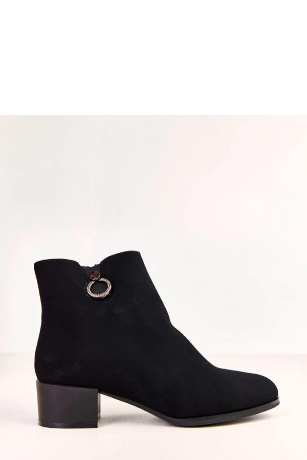 Black Heel Boots in Women`s Ankle Boots & Booties with Fabric, Footbed, Upper Height and Heel Height