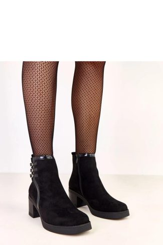 1099357 Black Heel Boots in Women`s Ankle Boots & Booties with Fabric, Footbed, Upper Height and Heel Height