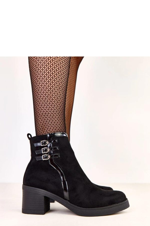 Black Heel Boots in Women`s Ankle Boots & Booties with Fabric, Footbed, Upper Height and Heel Height
