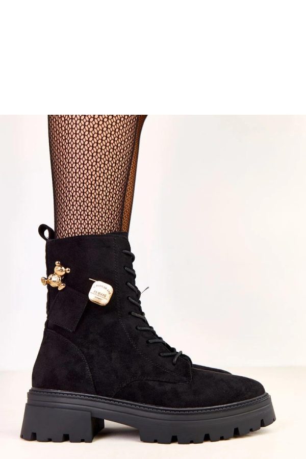 Black Bootie in Women`s Ankle Boots & Booties with Fabric, Footbed, Upper Height and Heel Height