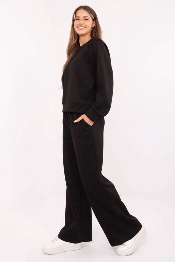 Black Set in Pants, Trousers, Shorts with Spandex, Polyester and Viscose