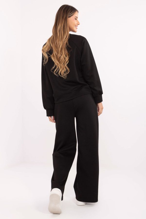 Black Set in Pants, Trousers, Shorts with Spandex, Polyester and Viscose
