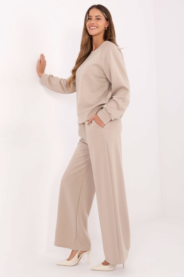 Beige Set in Pants, Trousers, Shorts with Spandex, Polyester and Viscose