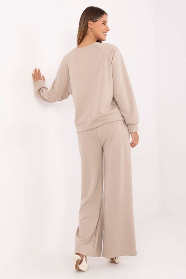 Beige Set in Pants, Trousers, Shorts with Spandex, Polyester and Viscose