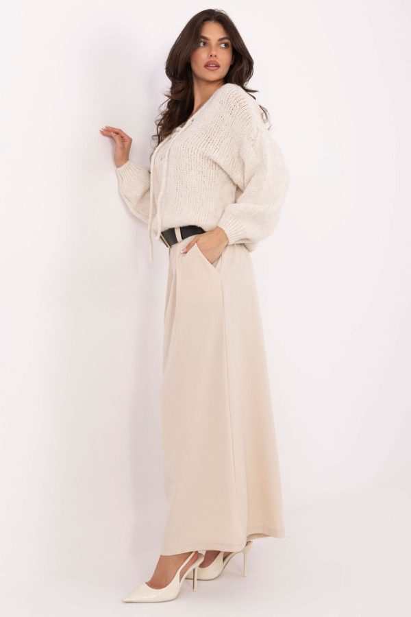 Beige Women Trousers in Pants, Trousers, Shorts with Polyester and Viscose