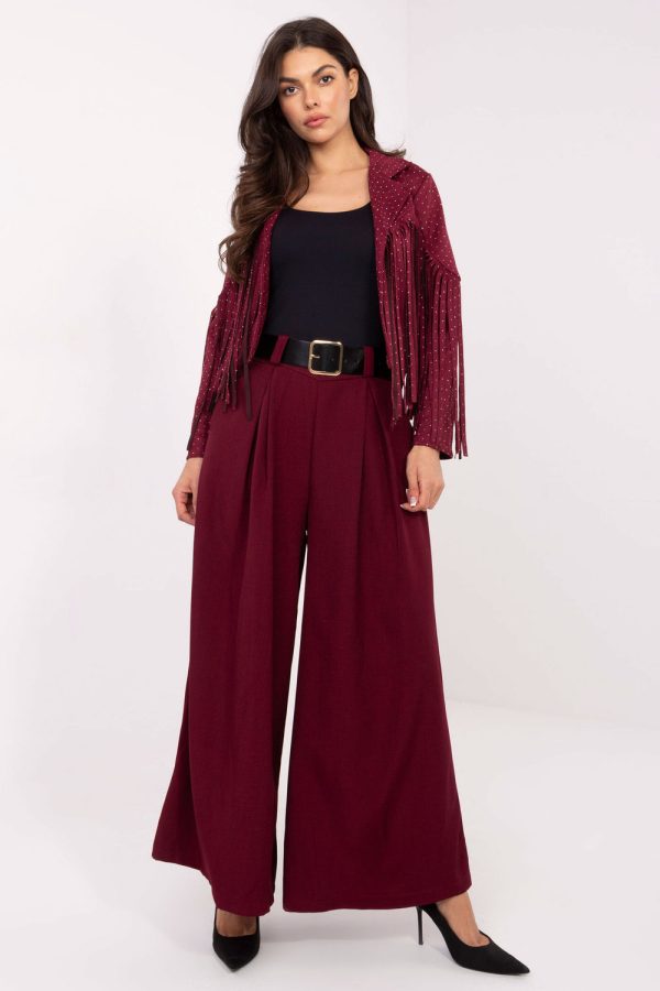 Red Women Trousers in Pants, Trousers, Shorts with Polyester and Viscose