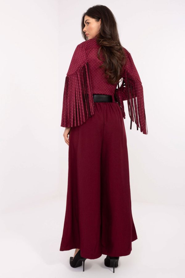 Red Women Trousers in Pants, Trousers, Shorts with Polyester and Viscose