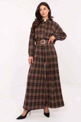 Brown Women's Pants in Pants, Trousers, Shorts with Spandex, Polyester and Viscose