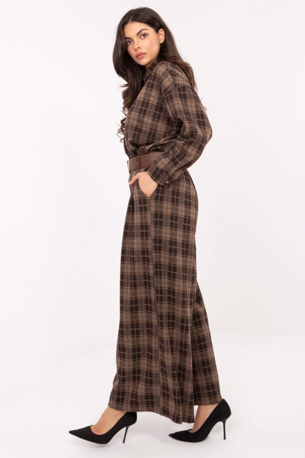 Brown Women's Pants in Pants, Trousers, Shorts with Spandex, Polyester and Viscose