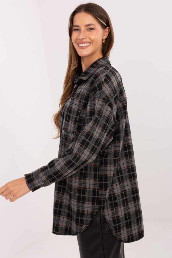 Black Long Sleeve Shirt in Shirts For Women with Spandex, Polyester and Viscose