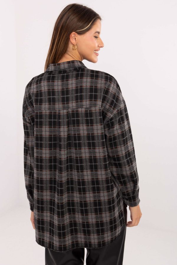 Black Long Sleeve Shirt in Shirts For Women with Spandex, Polyester and Viscose