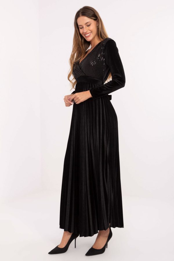 Black Long Dress in Evening Dresses with Polyester and Viscose