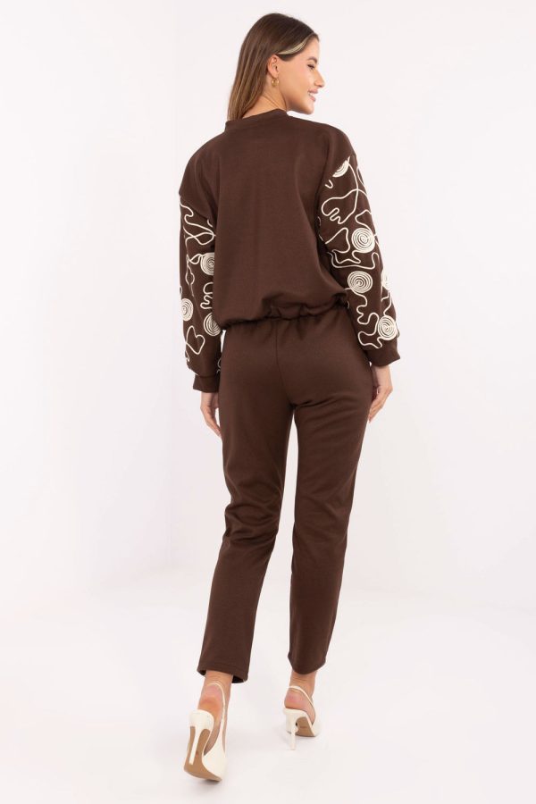 Brown Set in Pants, Trousers, Shorts with Polyester and Viscose