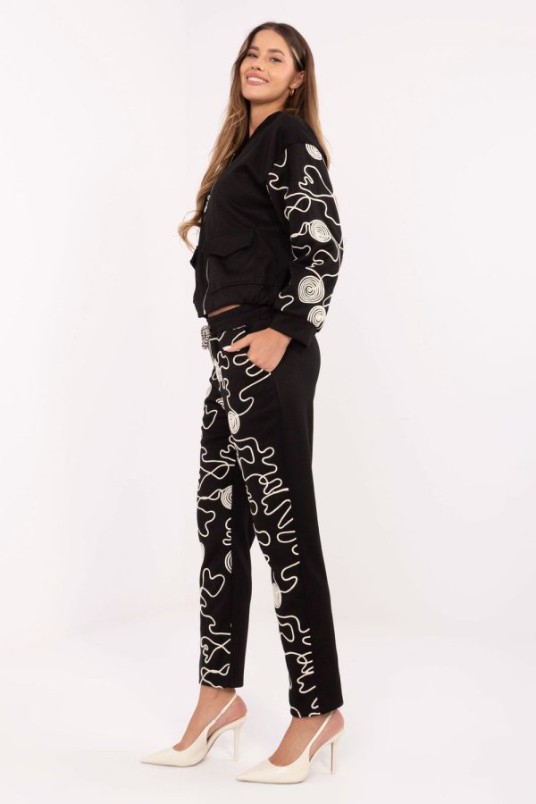 Black Set in Pants, Trousers, Shorts with Polyester and Viscose