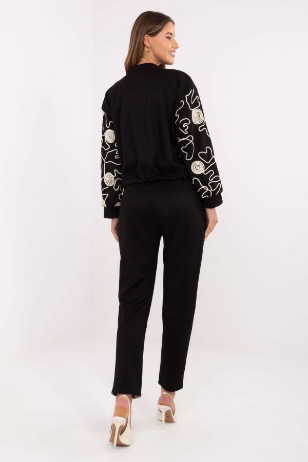 Black Set in Pants, Trousers, Shorts with Polyester and Viscose