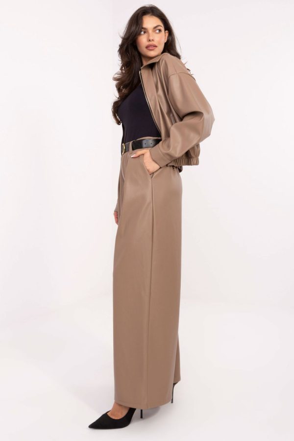 Beige Women Trousers in Pants, Trousers, Shorts with Polyurethane and Polyester