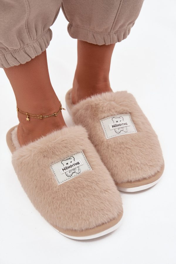 Beige Slippers in Slippers For Women with Fabric, Warmers, Footbed and Sole Height
