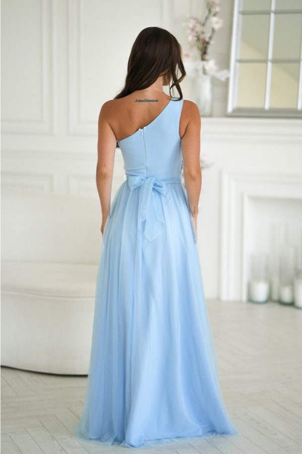Blue Long Dress in Evening Dresses with Spandex and Polyester