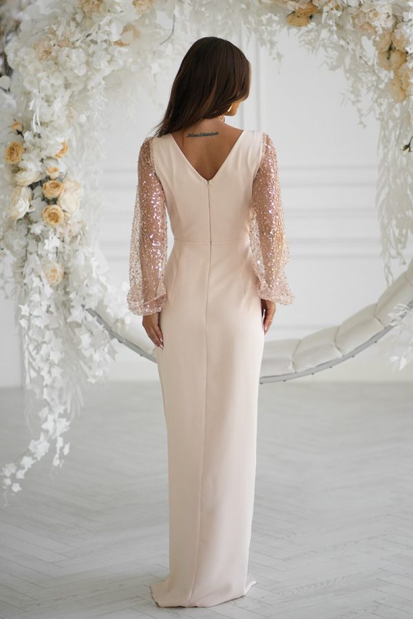 Beige Long Dress in Evening Dresses with