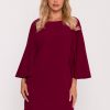 Red Daydress in Day Dresses with Spandex, Polyester and Viscose