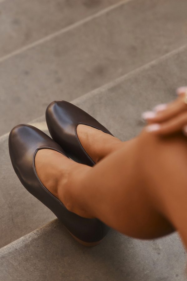 Brown Ballet Flats in Ballet Flats, Ballet Pumps For Women with Fabric, Footbed and Heel Height