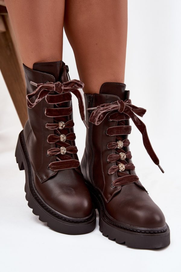 Brown Boots in Women`s Ankle Boots & Booties with Fabric, Warmers, Footbed, Upper Height and Heel Height