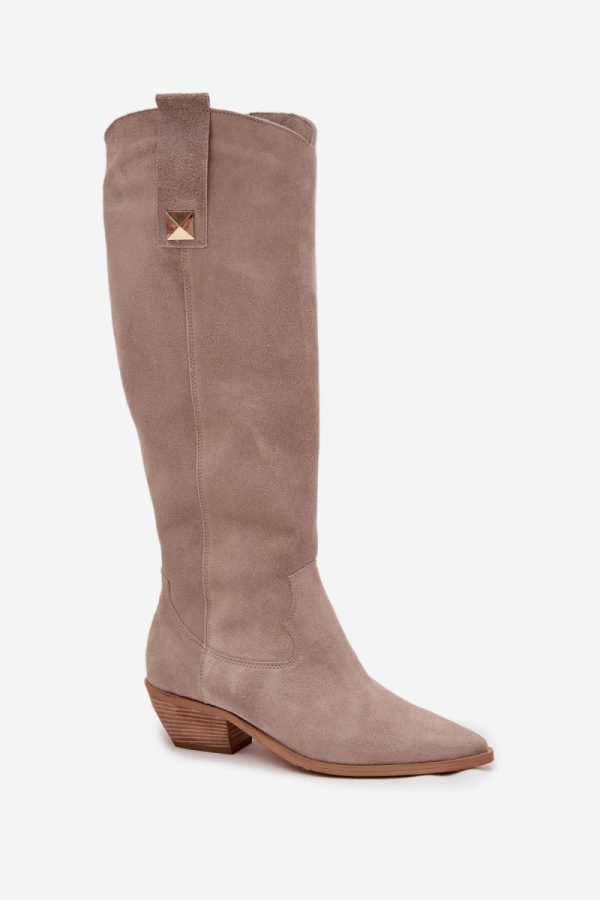 beige Heel boots model 220209 Step in style