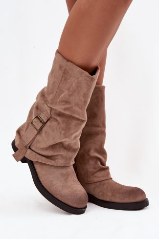 1100057.jpg Beige Thigh-Hight Boots in Over The Knee High Boots, Thigh High Boots with Fabric, Warmers, Footbed, Upper Height and Heel Height