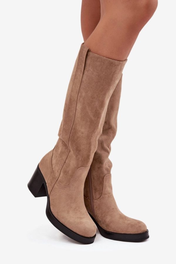 beige Heel boots model 220225 Step in style