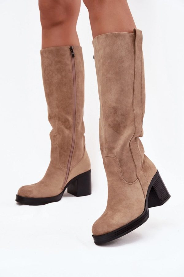 beige Heel boots model 220225 Step in style