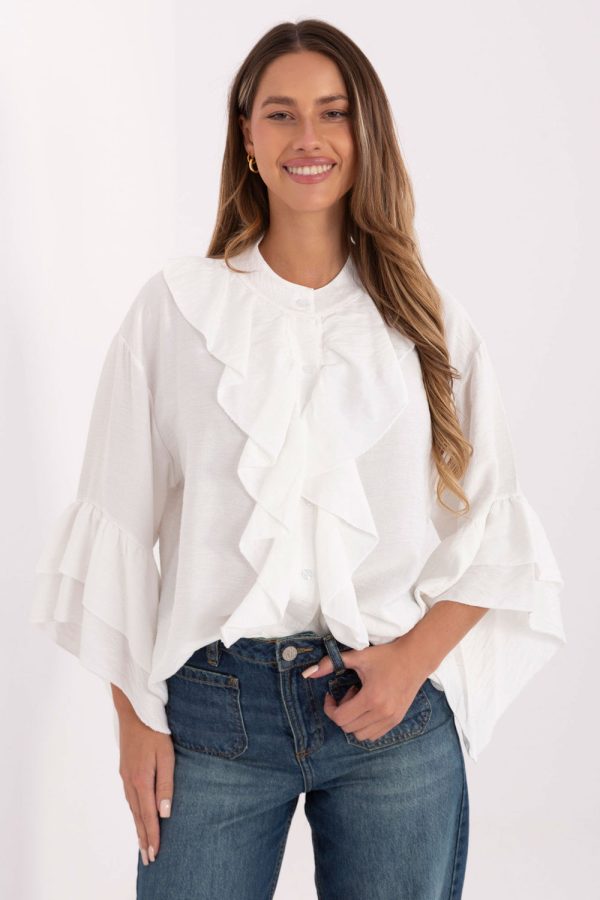 Beige Long Sleeve Shirt in Shirts For Women with Viscose