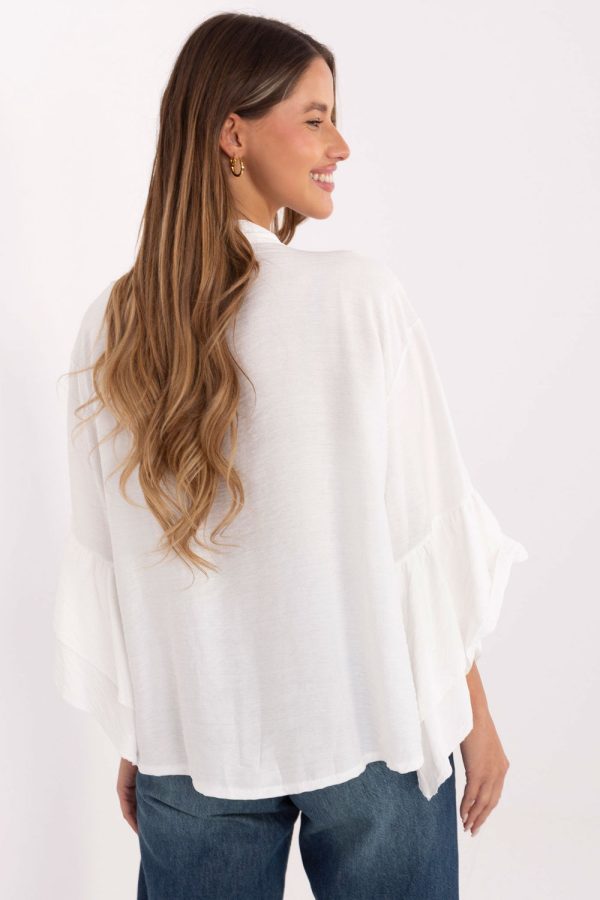 Beige Long Sleeve Shirt in Shirts For Women with Viscose