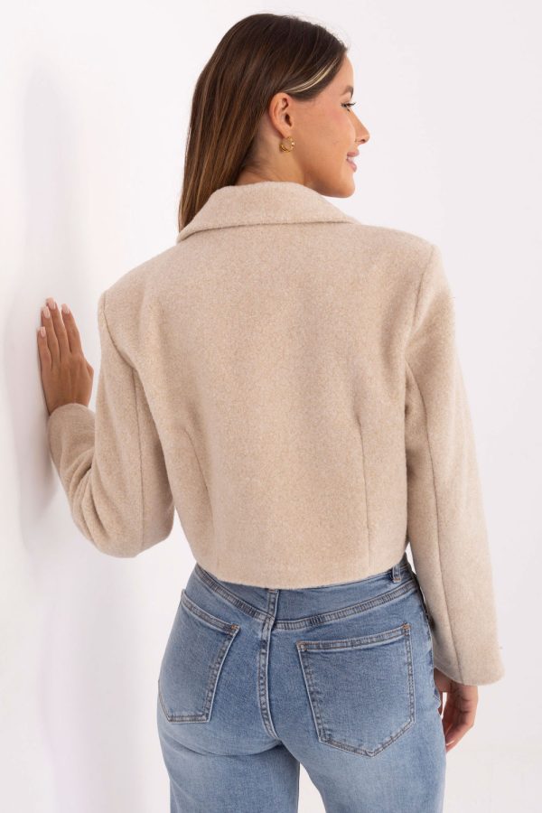 Beige Coat in Women`s Coats, Jackets with Polyester