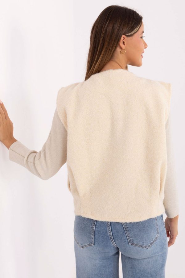Beige Gilet in Women`s Coats, Jackets with Polyester