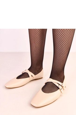 Beige Ballet Flats.Fabric and Footbed
